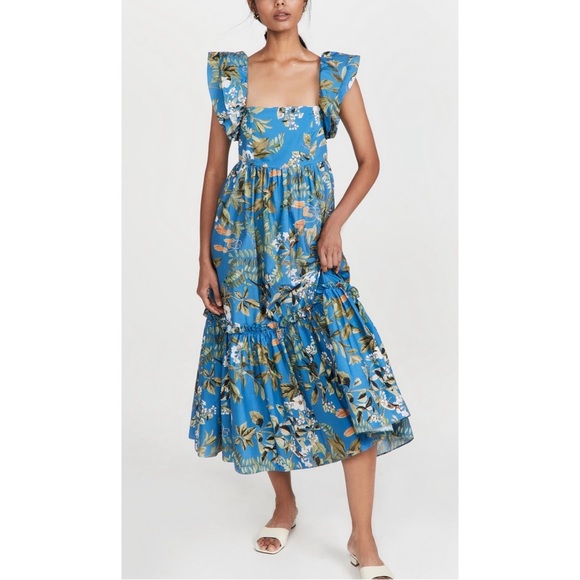 Cara Cara Midi Floral Flutter-Sleeve Smocked Darby Dress - Picture 4 of 8